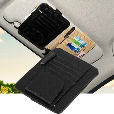 Productafbeelding van Famanu kaartorganizer voor zonneklep - Autokaarthouder met clip - Zwart