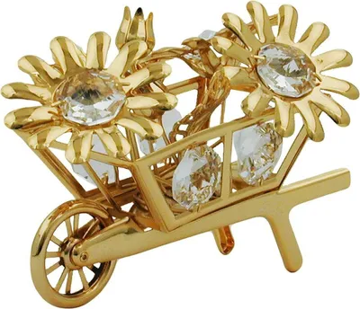 Produktbild von Tischdeko  Blumenschubkarre mit Glas-Steinen gold 67x83mm