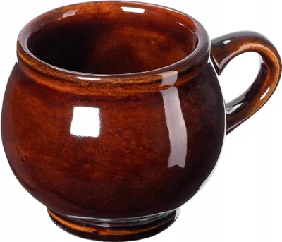 Productafbeelding van Wijnkan - Bekertje van steengoed - 300 ml - Met handvat - Bruin