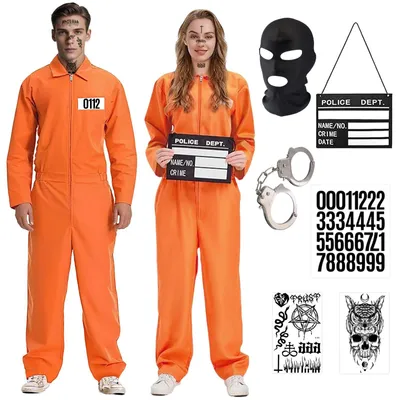 Produktbild von Gefängnisanzug Orange – Herrenkostüm – Kostüme für Erwachsene – Cosplay – Karneval – Inklusive Accessoires