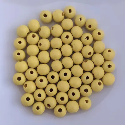 Produktbild von Holzperlen rund, 60 Stück, 10 mm, Gelb hell
