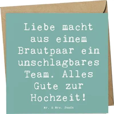 Produktbild von Mr. & Mrs. Panda Deluxe Karte Spruch Unschlagbares Brautpaar - Meeresbrise - Geschenk, Liebe, Hochzeit, Glückwunschkarte, Kraft der Partnerschaft, Geburtstagskarte