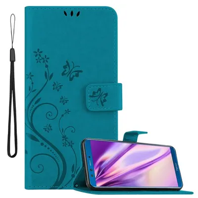 Immagine prodotto di Cadorabo cover per Honor 9 LITE cover protettiva in blu cover protettiva per cellulare custodia fiori custodia fiori