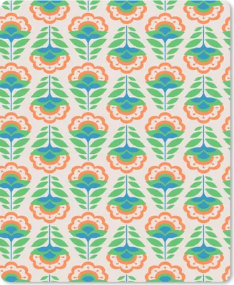 Produktbild von MuchoWow® Mauspad Mousepad Retro - Blumen - Design - Grün - Orange 19x23 cm - Mousepads - Maus Mat - Pad - Mausunterlage - Mauspads - Spielen