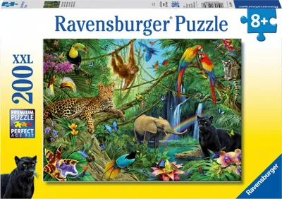 Produktbild von 200 Teile Ravensburger Kinder Puzzle XXL Tiere im Dschungel 12660