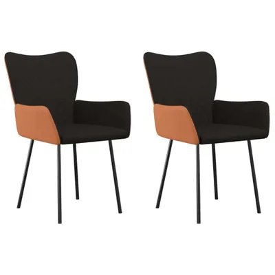 Image de Chaises à manger lot de 2 noir tissu et similicuir
