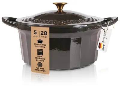 Immagine prodotto di Padella in ghisa con coperchio, ideale per stufare e cuocere al forno