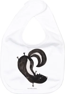 Produktbild von Mr. & Mrs. Panda Sabberlätzchen Stinktier Handstand - Weiß - Geschenk, Lätzchen Für Babys, Sabber, Kinderlätzchen, Wildtier, Spielplatz, Stinker, Raubtier, Skunk