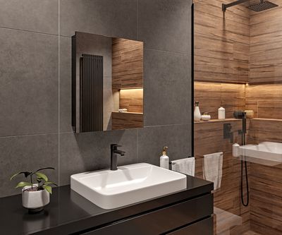 Spiegelschrank Schwarz Matt - 50x60x14 cm - Soft-Close-Funktion - Hängeschrank Badezimmer - Badezimmerschrank Hängend