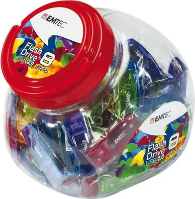 Produktbild von Emtec C410 Color Mix - Candy Jar 2.0 USB-Stick 8 GB USB Typ-A Blau, Grün, Violett, Rot, Gelb
