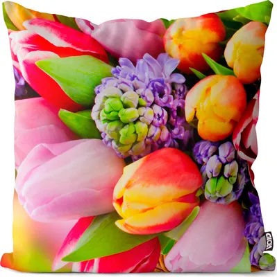 Produktbild von VOID Blumenstrauß Frühling Tulpen Kissenbezug Kissenhülle Sofakissen Kissen Deko Outdoor-Kissen Dekokissen