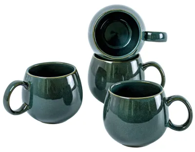 Kaffeetassenset, 4-tlg., Porzellan, grün, 500 ml, spülmaschinengeeignet