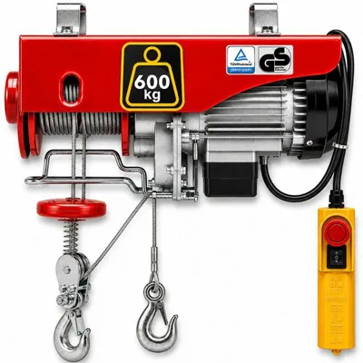 Immagine prodotto di AREBOS Argano a fune 230 V 500 W, capacità di carico 400-800 kg, telecomando rosso