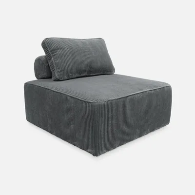 Produktbild von sweeek - Sessel ohne Armlehne mit Cordbezug für ein modulares Sofa - Dunkelgrau