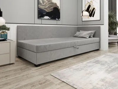 Produktbild von Gepolstertes Einzelbett 80x195 ARIADNA PLUS 2 - hellgrau