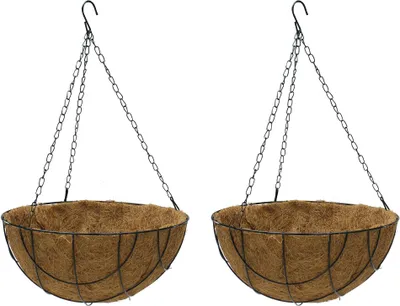 Produktbild von Blumenampel aus Kokos mit Metallkette, Ø 30,5cm, 14cm Höhe, 50cm Gesamthöhe, 2 Stück
