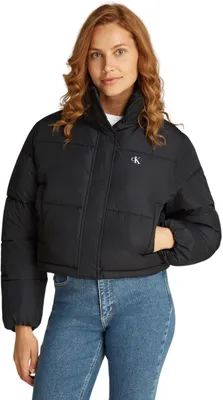 Productafbeelding van Calvin Klein dames pufferjas, matte afwerking, cropped model, zwart (Ck Black), maat XL