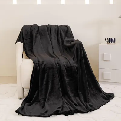 Produktbild von YASMENG Kuscheldecke Flauschig Winter Warm Schwarz Fleecedecke 180x200 Weich Kuschelig Flanell Wohndecke Couchdecke Sofadecke Sofaüberwurf für Bett