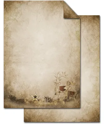 Produktbild von 100 Blatt Weihnachts-Briefpapier beige RENTIER HIRSCH VINTAGE beidseitig bedruckt 100g Weihnachts-Papier DIN A4 Brief-Bogen marmoriert vintage natur gold braun alt50 Blatt