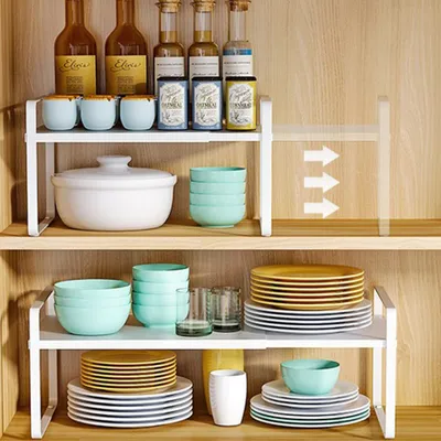 Image de Étagère extensible Étagère de stockage Étagère de cuisine Étagère de ménage Rangement réglable Blanc