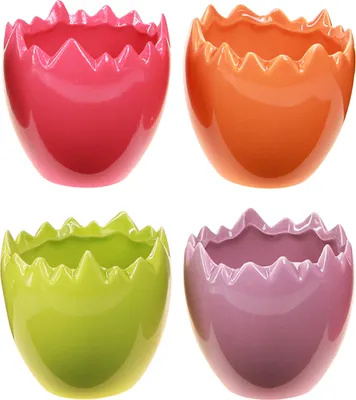 Produktbild von Mini Blumentopf Osterei Vase Pastell Frühling Deko 8,5cm 4er Set, 4 Stück