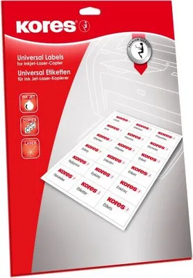 Produktbild von Kores Universal Etiketten 105 x 148 mm weiß 100 Etiketten auf 25 Blatt