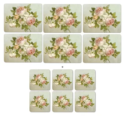 Platzsets & Untersetzer Antike Rosen, 6+6, 30,5x23 cm, hitzebeständig