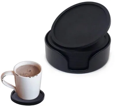 Image de Lot de dessous de plat en silicone noir, ronds et antidérapants