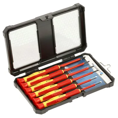 Imagen del producto de Destornilladores Hogert Technik: PH0, PH00, SL 3, SL 2,5, SL 2, SL 1,8. Llave de vaso (SW) y destornillador HT1S987