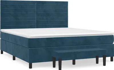 Produktbild von vidaXL Boxspringbett mit Matratze Dunkelblau 180x200 cm Samt