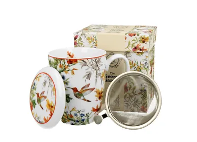 Produktbild von DUO FLORAL Becher 380 ml LINNEA mit Teesieb, New Bone China Porzellan