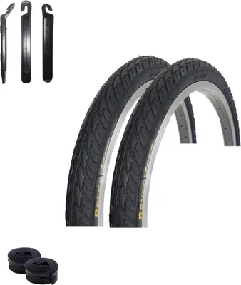 Produktbild von 2 x Roverstone HY 159  "24" Fahrradreifen Fahrradmantel Schwarz 47-507  (24 x 1,75) + 2 Schläuche DV inkl. Reifenheber