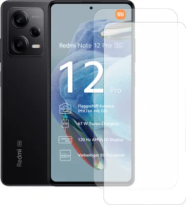 Produktbild von Zwei Stück (2x) Display-Schutzfolie Displayschutz-Glas 9H Glas für Xiaomi Redmi Note 12 Pro