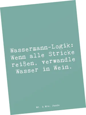 Produktbild von Mr. & Mrs. Panda Grußkarte Spruch Wassermann Logik - Meeresbrise - Geschenk, Unkonventionalität, Horoskop, Einfallsreichtum, Lebensmaxime, Kunstkarten, Kreativität