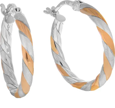 Zdjęcie produktu dla Kolczyki Zeeme Basic srebrne 925 dwukolorowe średnica 20mm