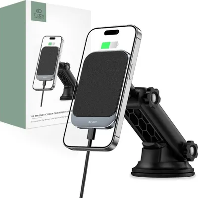 Image de Tech-Protect Mm15W-V2 Magnetic Magsafe Dashboard Car Mount Wireless Charger 15W Black