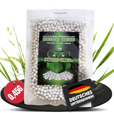 Produktbild von Sniper Airsoft-Munition 0,45g 6mm biologisch abbaubar 1000 Stück im wiederverschließbaren Beutel