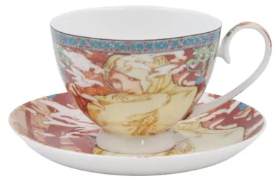 Produktbild von HOME ELEMENTS Porzellanbecher 250 ml mit Untertasse, Mucha, Winter