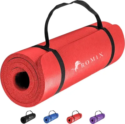 Obrázek produktu pro Yogamat 10 mm silná podložka na cvičení z ekologické NBR pěny s taškou a popruhy - 180 x 60 cm - protiskluzová profesionální podložka na cvičení - pro domácí fitness pilates - pro ženy i muže