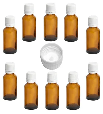 Produktbild von 20ml Apothekerflaschen mit Tropfer, Schrauber, Pipetten, Vereinzler, 10 Stk., Schraubverschluss