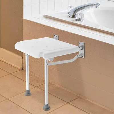 Produktbild von Famanu Duschstuhl Klappbar – Aluminium Wandstuhl mit Antirutsch-Sitz – Sicher & Komfortabel – Bis 150 kg