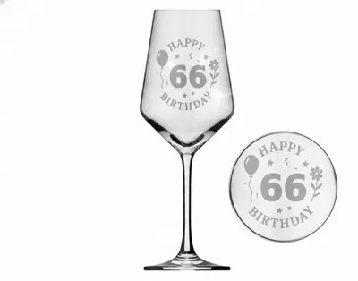 Produktbild von Valhalla Weinglas Exoda Happy Birthday 66 Geburtstag 1 Stück 350ml spülmaschinenfest