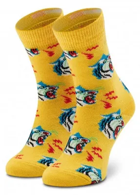 Produktbild von Happy Socks Kindersocken mit Tiger-Motiv in Gelb