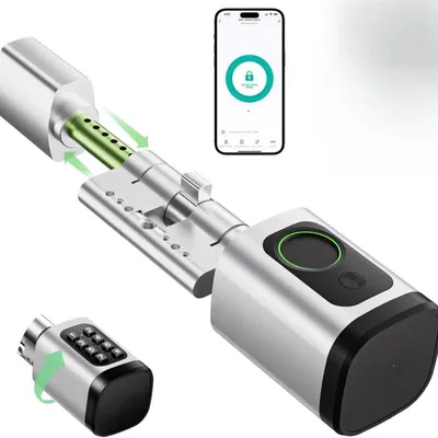 Produktbild von Fingerabdruck Smart Lock, Elektronisches Türschloss Haustürschloss, Verstellbarer Schließzylinder 60-80mm, öffnen mit Fingerabdruck, Passwort, RFID