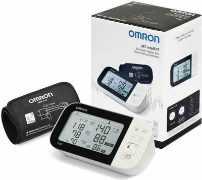 Obrázek produktu pro Omron M7 Intelli IT, Horní rameno, Automatický, Bílá, 2 uživatel/ů, 22 - 42 cm, Knoflíky