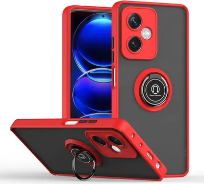 Image de Étui pour Xiaomi Redmi Note 12 étui en TPU translucide mat avec porte-anneau et support Rouge