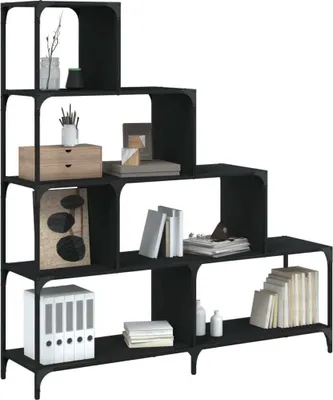 Image de Maison Exclusive - Bibliothèque 4 étagères, noire, 139 x 33,5 x 149 cm, en panneaux de particules