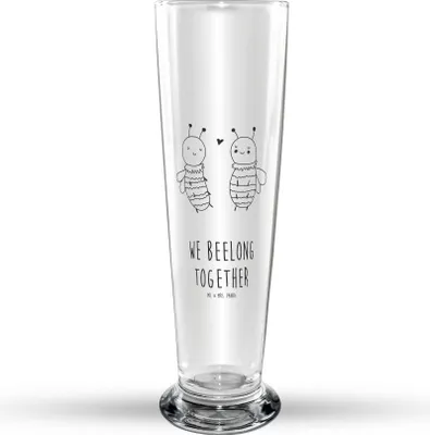 Produktbild von Mr. & Mrs. Panda Bierglas Biene Verliebt - Transparent - Geschenk, Glasbierglas, Bier Glas, Glasbecher, Trinkglas, Bierbecher