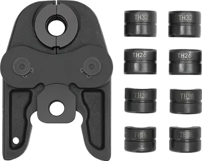 Immagine prodotto di Ganascia per pinza pressatrice con matrici TH - Ganascia pressatrice/ricambio - TH16/20/26/32 (4 inserti) - Acciaio temprato - Per tubi compositi - 16,5×11×3,5 cm - Nero