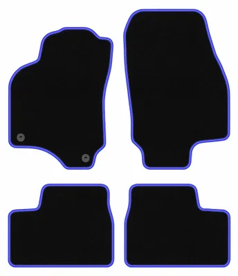 Produktbild von Velours-Fußmatten für Opel Astra G 1998-2009 (Cabrio/Coupé/Bertone) – 4-tlg, Schwarz/Blau, passgenau – Wielganizator CARLUX